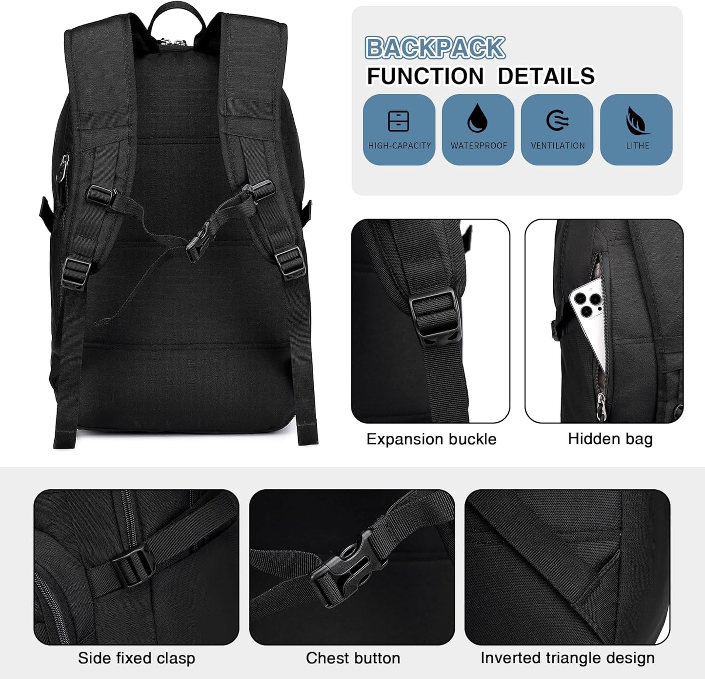 Budder Military Tactical Backpack for Men Army 3 Days Assault Pack Bag with Molle System for Outdoor Adventures (Black, 25L)