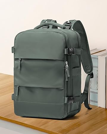 Large Travel Backpack For Women Men,Carry On Backpack,Hiking Backpack Waterproof Outdoor Sports Rucksack Casual Daypack Travel Essentials(Olive Green)