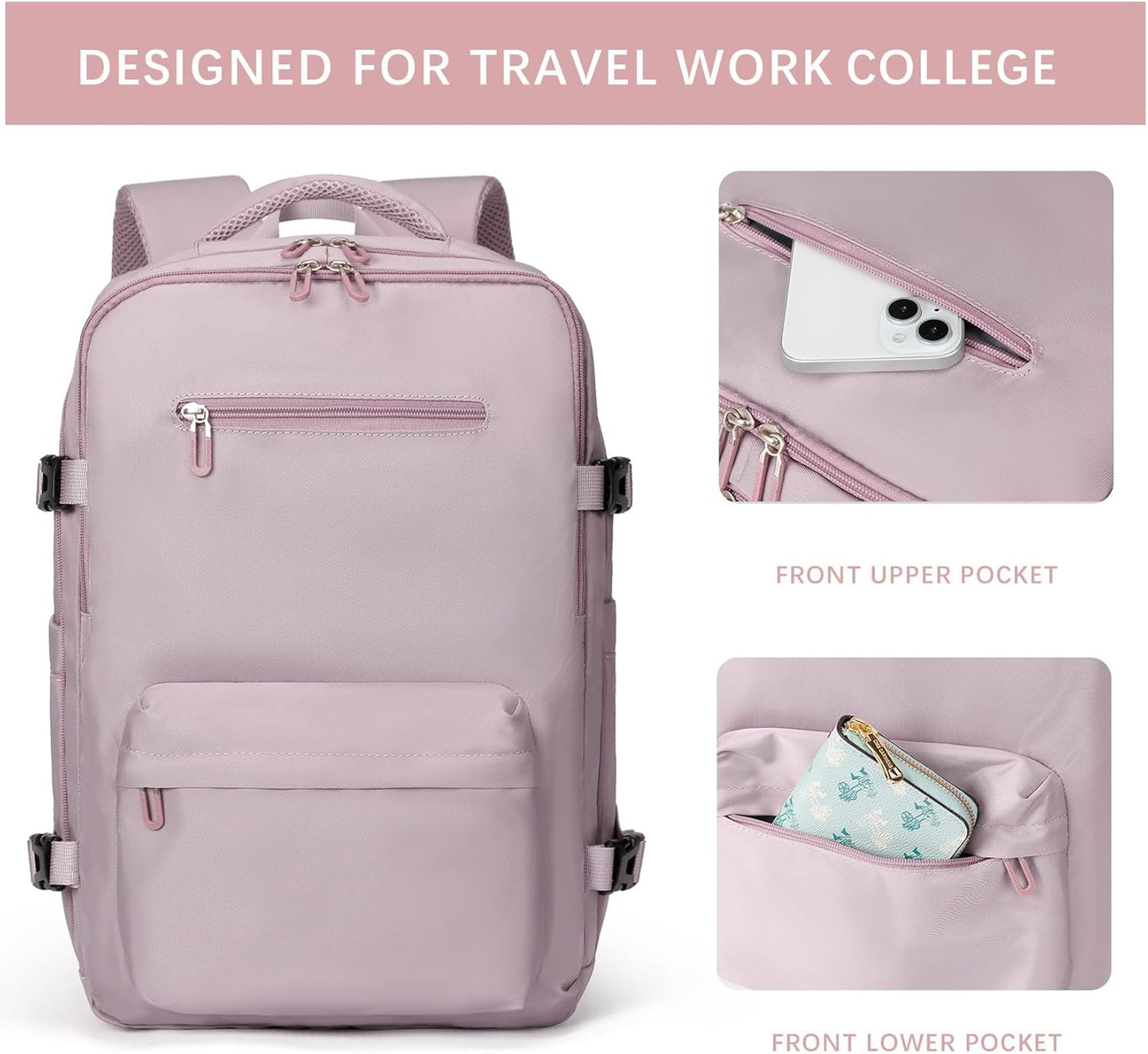 Budder Travel Laptops Backpack for Women Men, Casual Work Bag 17inch High School College Backpack Airline Approved Backpack for Hiking Business