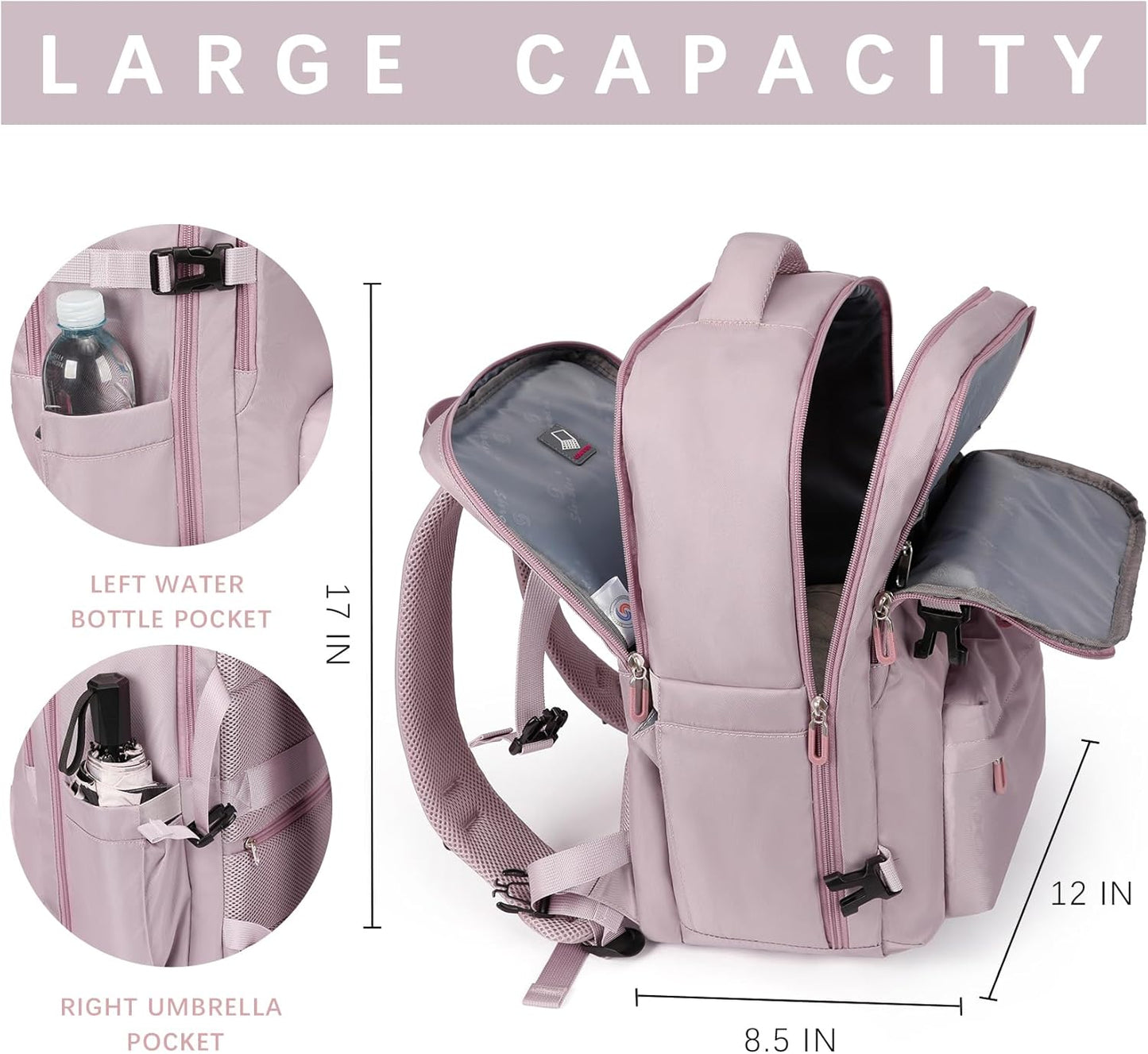 Budder Travel Laptops Backpack for Women Men, Casual Work Bag 17inch High School College Backpack Airline Approved Backpack for Hiking Business