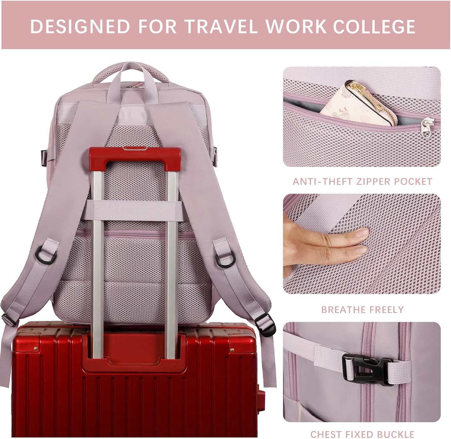 Budder Travel Laptops Backpack for Women Men, Casual Work Bag 17inch High School College Backpack Airline Approved Backpack for Hiking Business