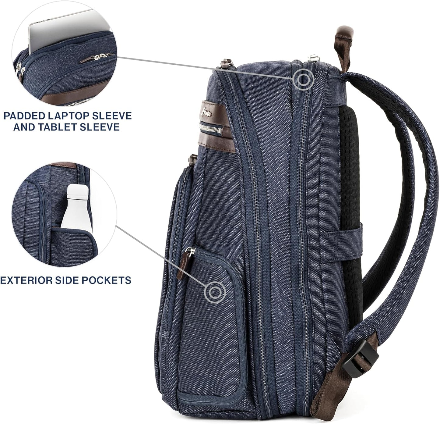 Platinum Elite Business Laptop Travel Backpack, Fits up to 16 Inch Laptop, Water Resistant, Men and Women, True Navy Blue