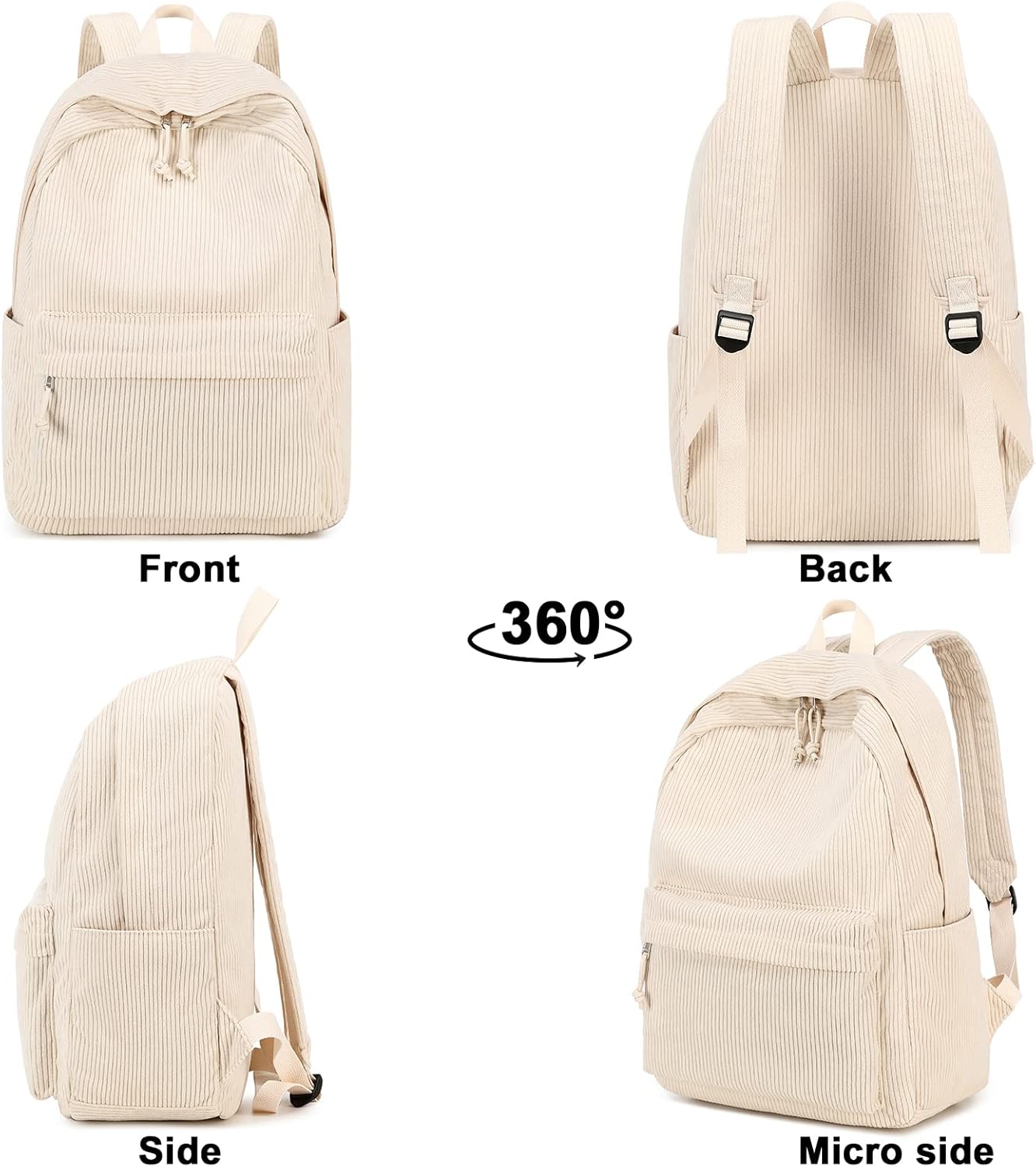 School Backpack for Teens Large Corduroy Bookbag Lightweight 17 inch Laptop