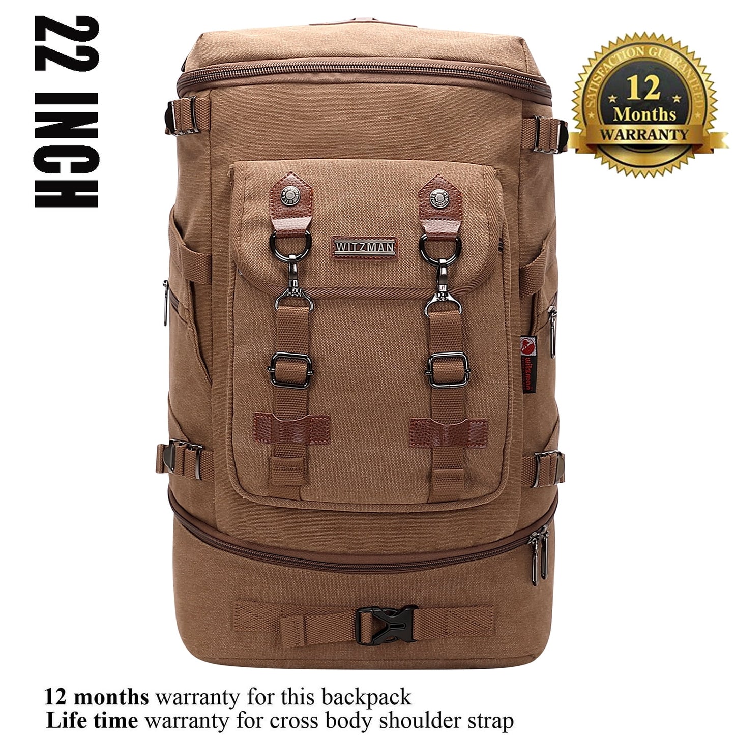 Travel Backpack for Men Large Carry on Vintage Canvas Luggage Backpack Duffel Bag with Shoe Compartment