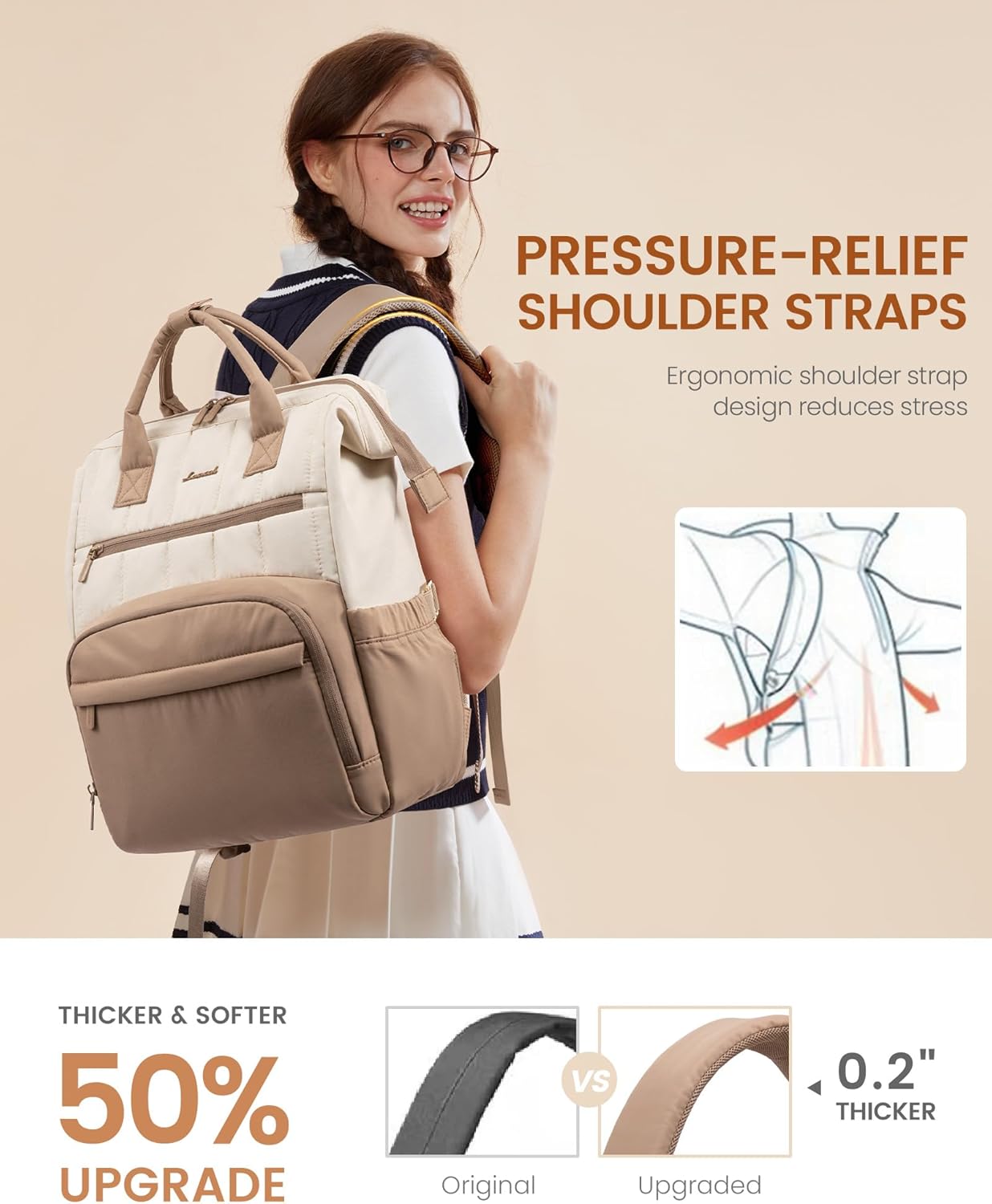 Puffer Backpack Purse for Women with 15.6 Inch Laptop Pocket, Nurse Teacher Work Bags for Gifts, Personal Item Travel Bag for College School, Cute Student Bookbag for Teen Girls Waterproof