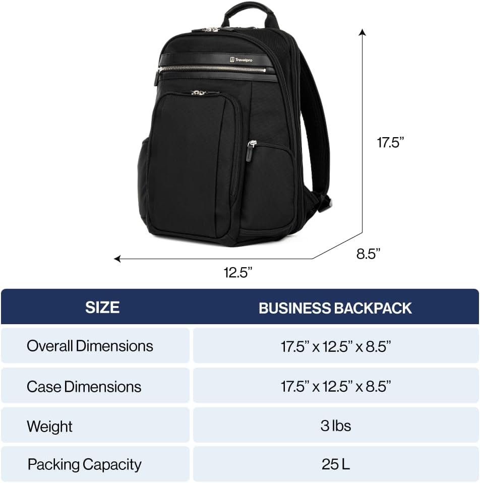 Platinum Elite Business Laptop Travel Backpack, Fits up to 16 Inch Laptop, Water Resistant, Men and Women, True Navy Blue
