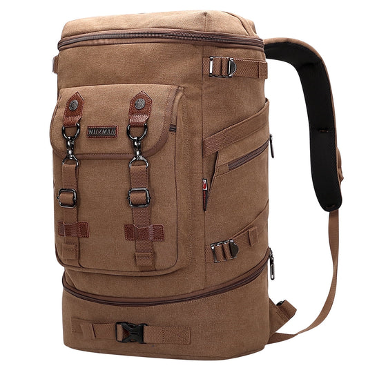 Travel Backpack for Men Large Carry on Vintage Canvas Luggage Backpack Duffel Bag with Shoe Compartment