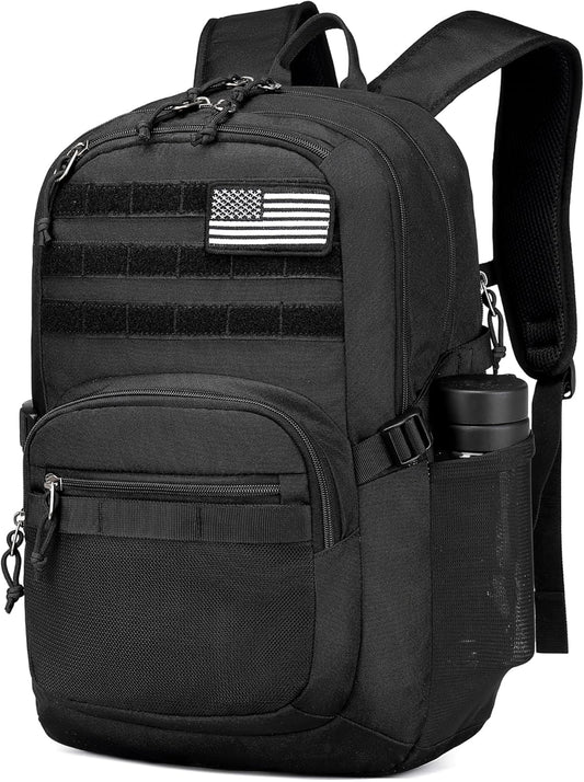 Budder Military Tactical Backpack for Men Army 3 Days Assault Pack Bag with Molle System for Outdoor Adventures (Black, 25L)